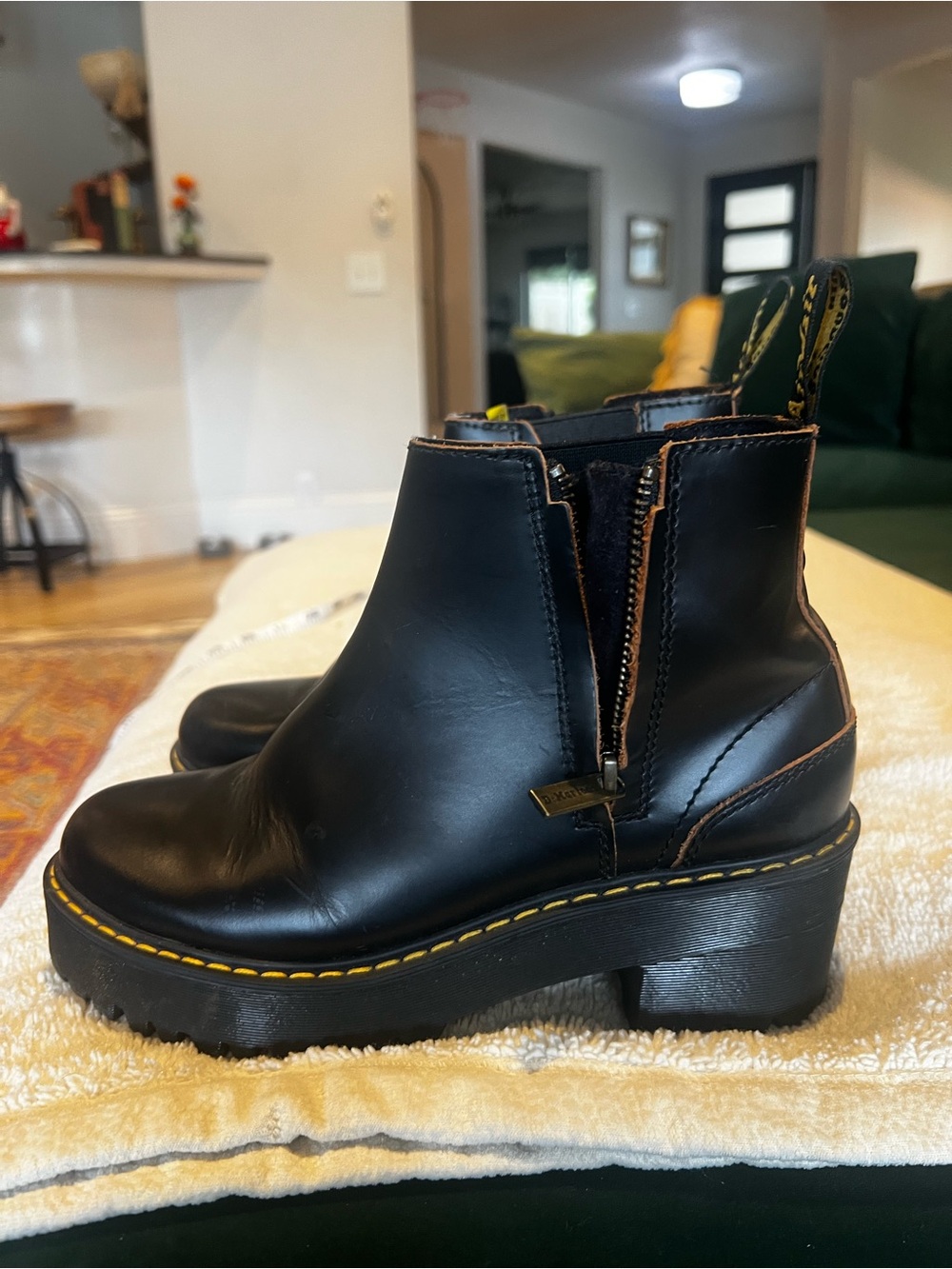 Dr. Martens Black Leather Platform Chelsea Boots
